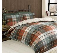 Rapport Home Lomond 100 Percent Brushed Cotton Duvet Cover Set, Terracotta, Super-King