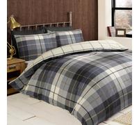 Rapport Home Lomond Check Flannellette Duvet Cover Set with Pillowcase in Blue | Size: King Rapport Home Blue King