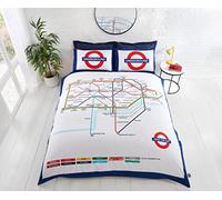 Rapport Home London Underground Duvet Cover Set Double - Official TFL Licensed Reversible Polycotton Bedding with Iconic Tube Map & Logos - Multicolor Kids & Teen Bedroom Decor (200x200cm)