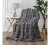 Rapport Home Luxury Mocha Bubble Faux Fur Throw Super Soft Plush Rippled Blanket 100% Polyester Cosy Warm Sofa Bed Accessory