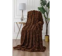 Rapport Home Luxury 3D Fur Polyester Blanket Soft & Cosy (150x200cm) in Brown | Size: 150 cm × 200 cm Rapport Home Brown 150 cm × 200 cm