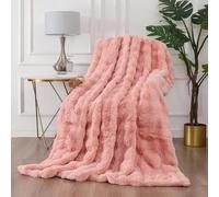 Rapport Home Luxury Blush Bubble Faux Fur Throw Super Soft Plush Rippled Blanket 100% Polyester Cosy Warm Sofa Bed Accessory