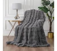 Rapport Home Luxury Bubble Faux Fur Throw Blanket,Grey | Super Soft Plush Rippled Texture for Cosy Warmth,100% Polyester Sofa Bed Accessory