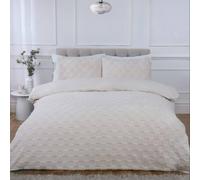 Rapport Home Luxury Check Teddy Polyester Fleece Duvet Cover Set with Pillowcase in Cream | Size: King Rapport Home Cream King