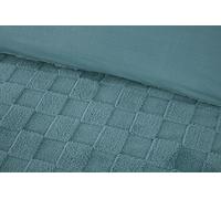 Rapport Home Luxury Check Textured Teddy Fleece Duvet Cover Set - King Size, Duck Egg - Ultra Soft & Cosy Winter Bedding - Includes Matching Pillowcases