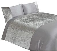 Rapport Home Luxury Crushed Velvet Panel Double Duvet Cover Set, Silver