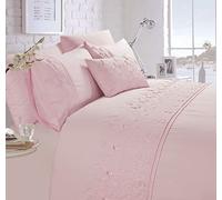 Rapport Home Luxury Embroidered Papillon Pink Double Bedding Duvet Cover Set