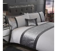 Rapport Home Luxury Embroidered Silver Duvet Cover Set Embellishment Premium Bedding - Single 2 Piece Duvet Cover Set (135 x 200 cm)