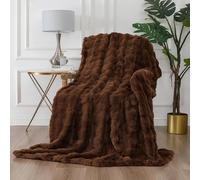 Rapport Home Luxury Mocha Bubble Faux Fur Throw Super Soft Plush Rippled Blanket 100% Polyester Cosy Warm Sofa Bed Accessory