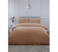 Rapport Home Luxury Waffle Embossed Teddy Fleece Duvet Cover Set - Single, Latte - Easy Care Warm Textured Soft Bedding Set
