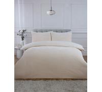 Rapport Home Luxury Waffle Embossed Teddy Fleece Duvet Cover Set - Single, Natural - Easy Care Warm Textured Soft Bedding Set