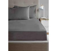 Rapport Home Microfibre Charcoal Double Fitted Sheet Luxury Easy Care Non-Iron Bedding