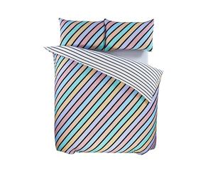 Rapport Home Microfibre Duvet Cover Set | Striped Pastel Coloured Reversible King Bedding for Ultimate Comfort & Style | Pastel