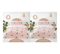 Rapport Home Microfibre Pink Pastel Single Bedding Set - Reversible Cactus Print Duvet Cover Set (Pack of 2)