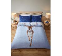 Montrose Stag Polycotton Duvet Set With Pillowcase Rapport Home Blue Single