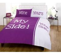 Rapport Home My Side Your Side King Size Duvet Cover and Two Pillowcases Bed Set Bedding Linen, Damson Purple