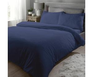 Rapport Home Navy Teddy Fleece Kingsize Quilt Cover Bedding Set