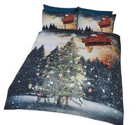 Northern Lights Christmas Tree Duvet Cover Set Christmas Bedding, Double