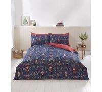 Rapport home Christmas Bedding Set Nutcracker Microfibre Duvet Cover Set Double Navy