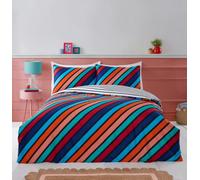 Rapport Home Striped Bedding Set - Microfribre Reversible Single Duvet Cover Set