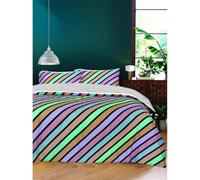Rapport Home Oxford Stripe Pastel Double Duvet Cover Bedding set with pillowcases Reversible