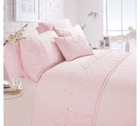 Rapport Home Luxury Embroidered Papillon Pink Double Bedding Duvet Cover Set