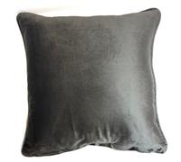 Rapport Home Piped Velvet Reversible Square Cushion Cover 43 x 43cm Charcoal and Silver