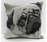 Rapport Home URBAN UNIQUE Tapestry Pug Black and White 18" x 18" Inch Photo Cushion
