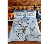Rapport Home Rapport Christmas Stag Duvet Cover Set, Polycotton, White, Single