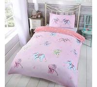 Rapport Home Rapport Ellie Elephants Reversible Single Duvet Quilt Cover Bedding Set Pink, Polyester