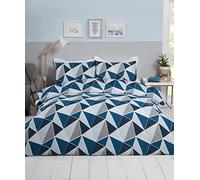 Rapport Home Rapport LEO Geometric Reversible Single Duvet Cover Set,Navy, Cotton