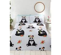 Rapport Home Rapport Panda Fun-Filled, Duvet Set, Cotton, Multi,2 pieces, Size: Single-135cm x 200cm