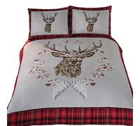 Rapport Home Rapport Stag Angus Red Double Duvet Cover Set Bed Linen, Cotton, Multicolour