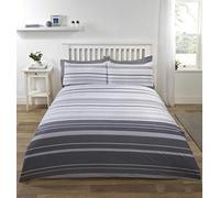 Rapport Home Rapport Stratford Stripe Duvet Cover Bed Set, Grey, King Size, Cotton Blend