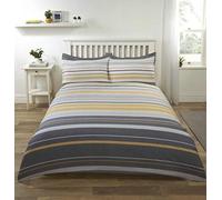 Rapport Home Rapport Stratford Stripe Duvet Cover Bed Set, Ochre, King Size, Cotton Blend