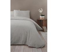 Rapport Home Rapport Teddy Bear Luxurious Super Soft Warm Quilt Duvet Cover Bed Set, Polyester, Silver, King