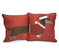 Rapport Home Rapport Xmas Sausage Dog Long Cushion Cover-43x43cm, Multi, 43 x 43 Centimeters