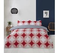 Geo Polycotton Duvet Set With Pillowcase Rapport Home Red Single