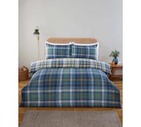 Rapport Home Regalia Plaid Complete Bedding Set - Single, Blue - Reversible Tartan Check Duvet Cover with Matching Fitted Sheet & Pillowcase