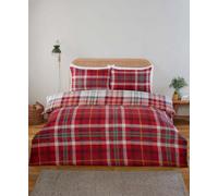 Rapport Home Regalia Plaid Complete Bedding Set - King, Red - Reversible Tartan Check Duvet Cover with Matching Fitted Sheet & Pillowcase