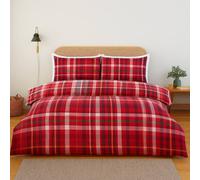 Rapport Home Regalia Check Microfibre Complete Duvet Cover Set with Fitted Sheet in Red | Size: Double Rapport Home Red Double