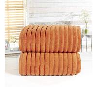Rapport Home Furnishings 550 gsm Ribbed Towel Bale - 2 Piece - Spice, Orange