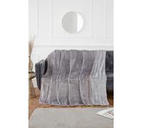 Rapport Home Ribbed Mink Blanket (150x200 cm) in Silver | Size: 150 cm × 200 cm Rapport Home Silver 150 cm × 200 cm