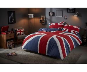 Rapport Home Rock N Roll Union Jack Duvet Cover Set, Double, Blue Red White | UK flag design duvet bedding set. Fun retro style. Blue, red and white colourway.