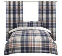 Rapport Home Room In A Bag - Check Pattern Duvet Cover Set Including Fitted Sheet, Curtains and Pillowcases (Kingsize)