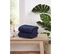 Rapport Home 2-Pack Safari Hand Towels | Midnight Blue | 50x85cm 100% Cotton 500GSM | Absorbent & Soft Bathroom Towel Set | Oeko-Tex Certified