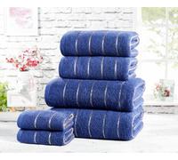 Rapport Six Piece Navy/Gold Striped Towel Bale 100% Cotton, 6pcs Bale