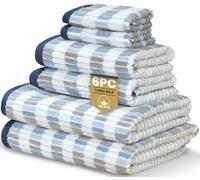 Rapport Home Santa Cruz 6-Piece Towel Bale | Luxurious 100% Cotton 500GSM Set for Soft Absorbent Comfort, Quick-Dry Use and Elegant Bathroom Style | Blue