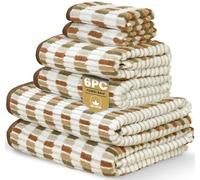 Rapport Home Santa Cruz 6-Piece Towel Bale | Luxurious 100% Cotton 500GSM Set for Soft Absorbent Comfort, Quick-Dry Use and Elegant Bathroom Style | Natural