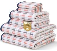 Rapport Home Santa Cruz 6-Piece Towel Bale | Luxurious 100% Cotton 500GSM Set for Soft Absorbent Comfort, Quick-Dry Use and Elegant Bathroom Style | Blush